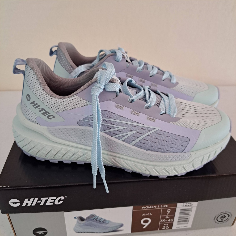 Hi-Tec Trail Running Shoes 9 Lavender Light Blue Cushioned Low Top 1238-462